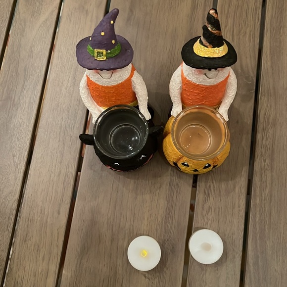 Two Halloween candle holders ~ candy corn little characters with hats! - Picture 7 of 12